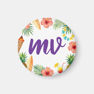 Tropical Hibiscus Frame Aloha Vibes Magnet