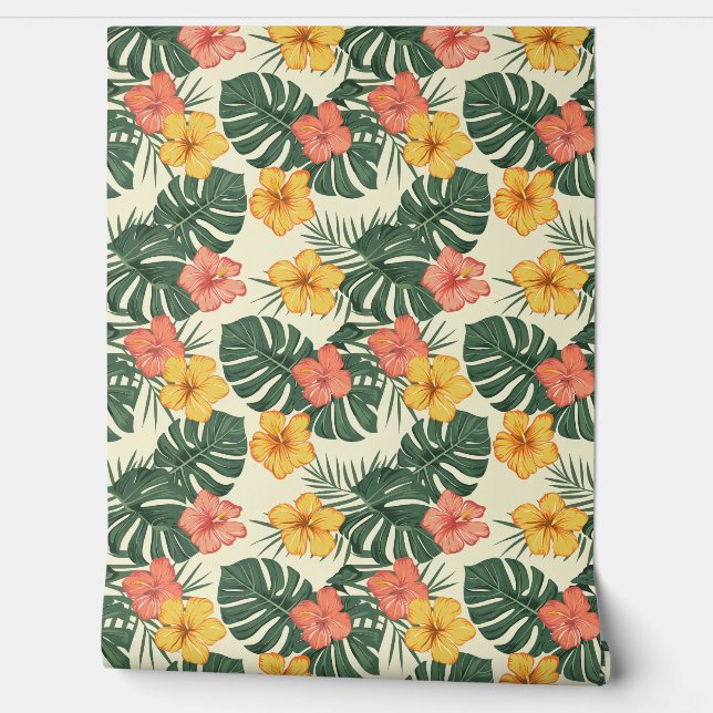 Tropical Hibiscus Garden Wallpaper (Unrolling)