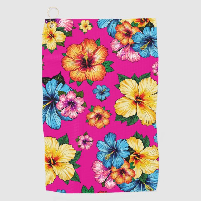 Tropical Hibiscus Golf Towel (Front)