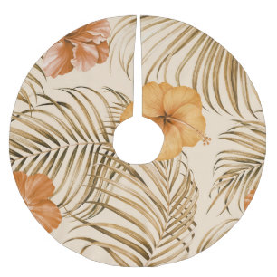 Tropical Hibiscus: Hand Drawn Pattern. Brushed Polyester Tree Skirt