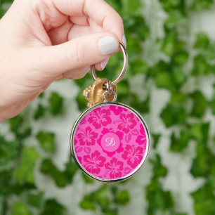 tropical hibiscus hawaii girly floral pattern keychain