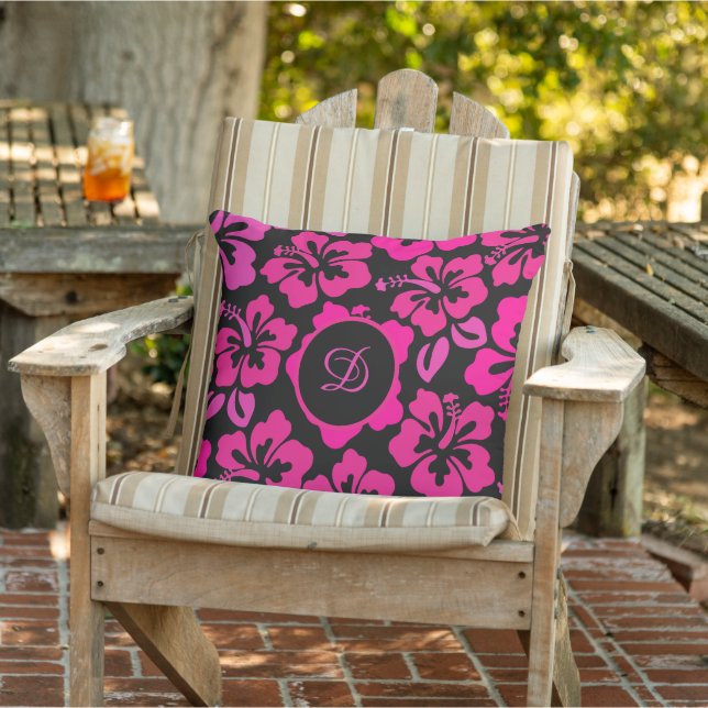 tropical hibiscus hawaii summer floral pattern outdoor pillow (Chair)