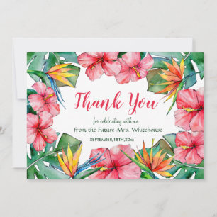 Tropical Hibiscus Hawaiian Bridal Thank You Card