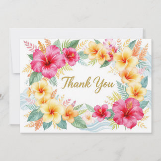 Tropical Hibiscus Hawaiian Thank You Card