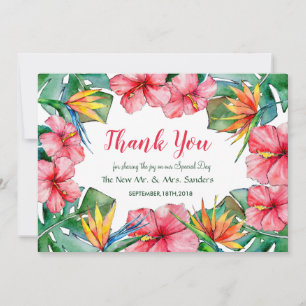 Tropical Hibiscus Hawaiian Wedding Thank You Card