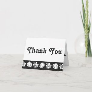 Tropical Hibiscus in Black Thank You Card