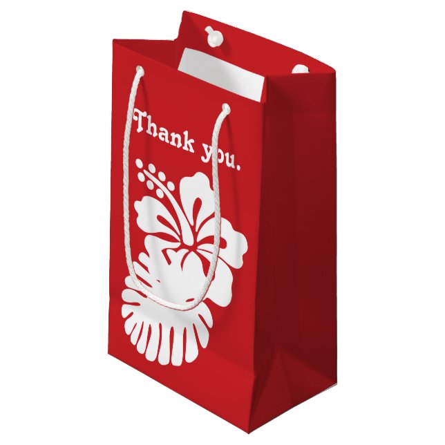 Tropical Hibiscus in Cherry Gift Bag (Front Angled)