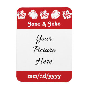 Tropical Hibiscus in Cherry Save-the-Date Magnet