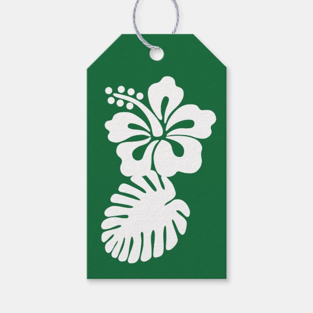 Tropical Hibiscus in Green Gift Tag (Front)