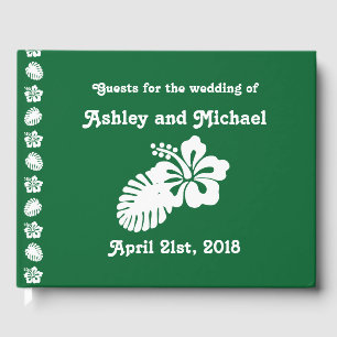 Tropical Hibiscus in Green Guest Book