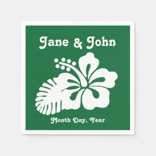 Tropical Hibiscus in Green Napkins