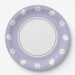 Tropical Hibiscus in Lavender Paper Plate