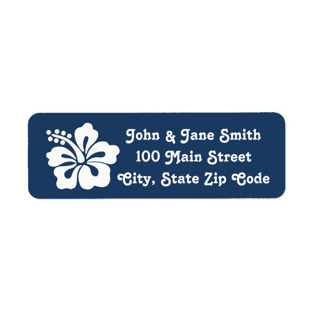 Tropical Hibiscus in Navy Return Address Label (Front)