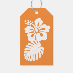 Tropical Hibiscus in Orange Gift Tag