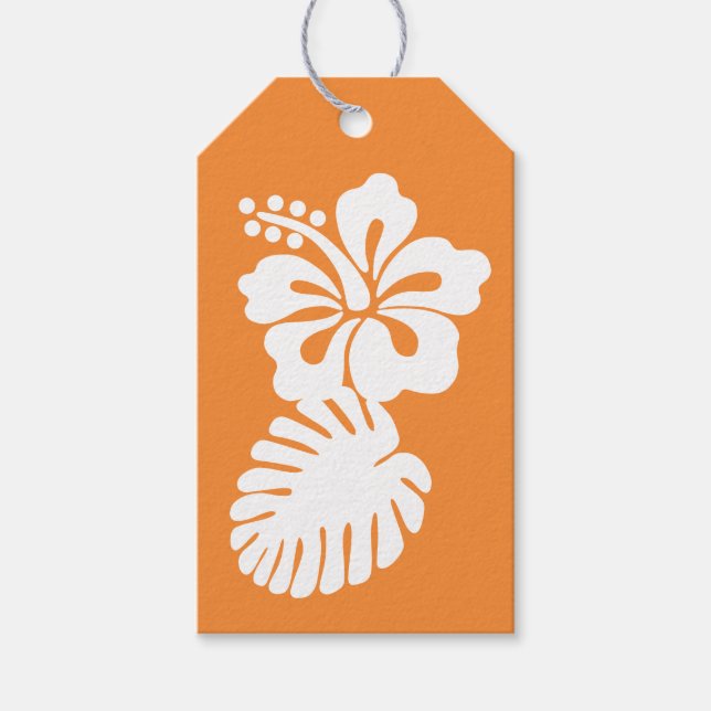 Tropical Hibiscus in Orange Gift Tag (Front)