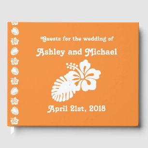 Tropical Hibiscus in Orange Guest Book