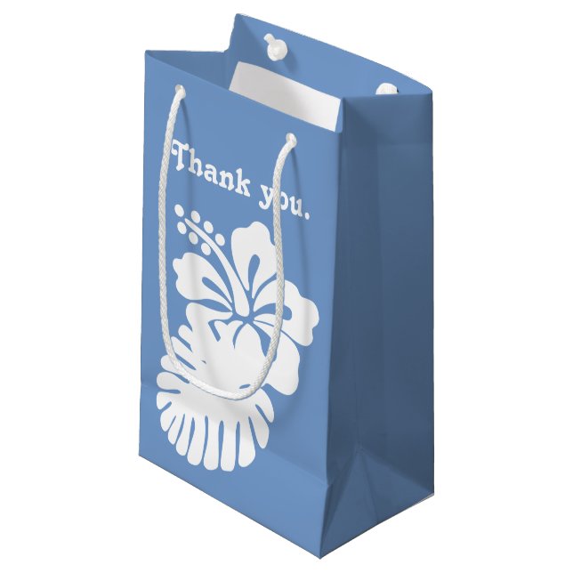 Tropical Hibiscus in Periwinkle Gift Bag (Front Angled)