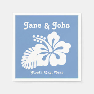 Tropical Hibiscus in Periwinkle Napkins