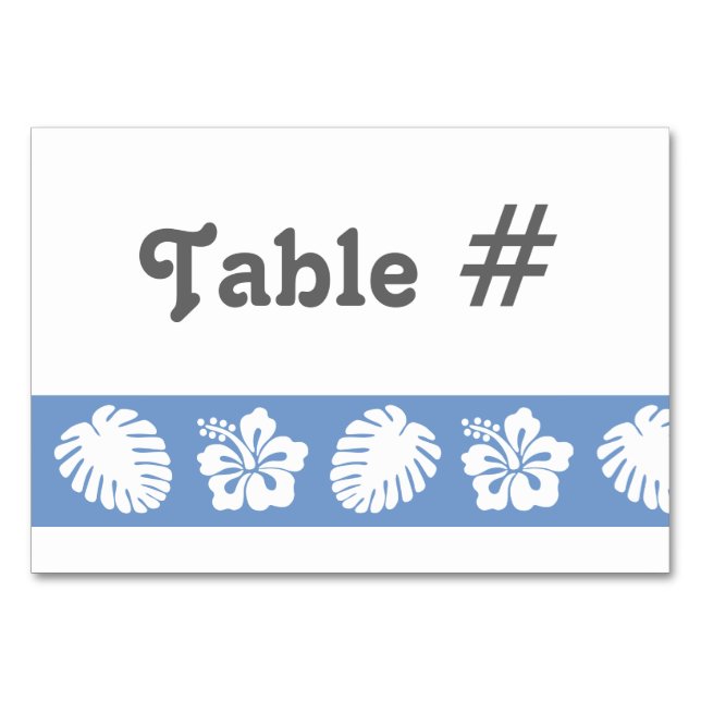 Tropical Hibiscus in Periwinkle Table Card (Front)