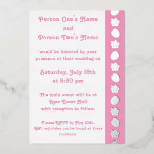 Tropical Hibiscus in Petal Pink Foil Invitation