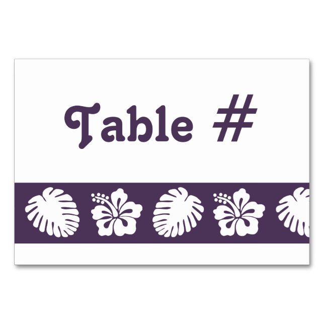 Tropical Hibiscus in Purple Table Card (Front)