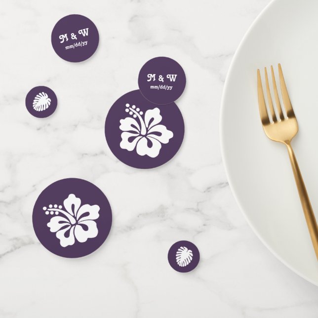 Tropical Hibiscus in Purple Table Confetti (Group)
