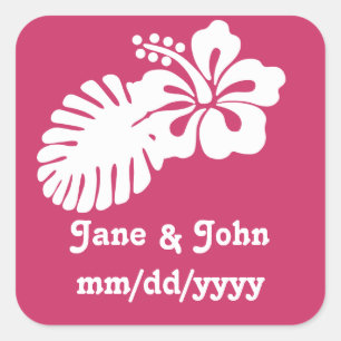 Tropical Hibiscus in Raspberry Sticker