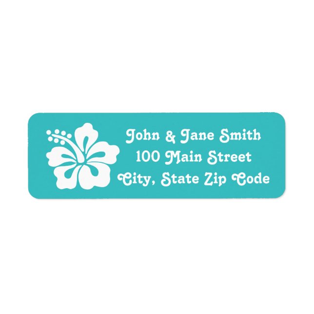 Tropical Hibiscus in Turquoise Address Label (Front)