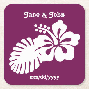 Tropical Hibiscus in Wine Paper Coaster