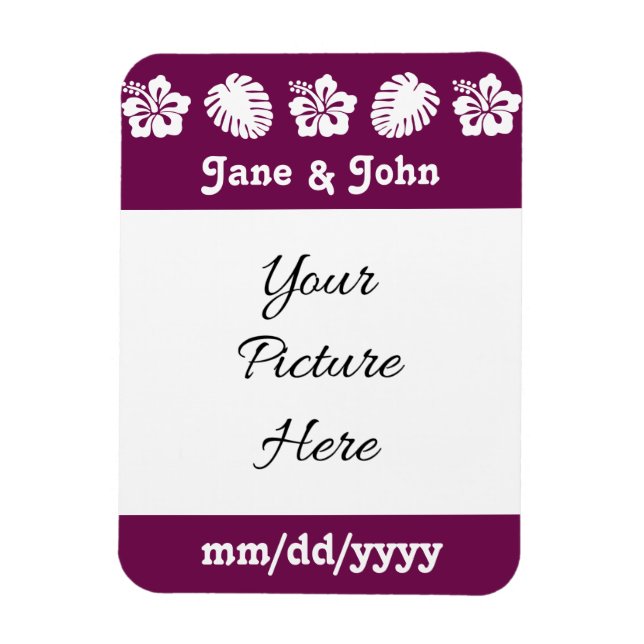 Tropical Hibiscus in Wine Save-the-Date Magnet (Vertical)
