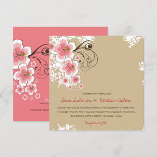 Tropical Hibiscus Luau Pink Beach Wedding Invite