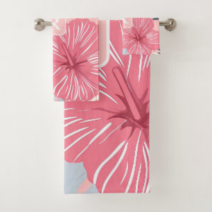 Tropical Hibiscus Monogram personalized Bath Towel Set