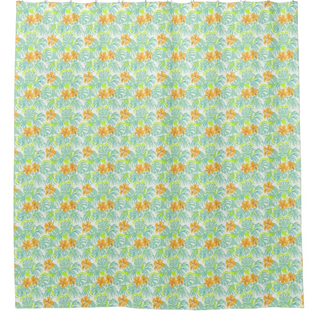 Tropical Hibiscus Monstera Leaf Pattern Home Decor (Front)