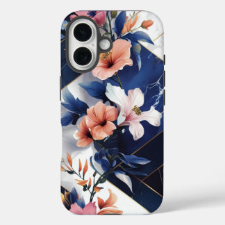 Tropical Hibiscus Navy iPhone Case