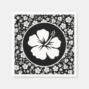 Tropical Hibiscus on Black Napkin