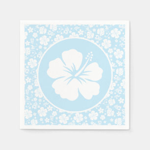 Tropical Hibiscus on Blue Napkin