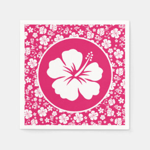 Tropical Hibiscus on Hot Pink Napkin