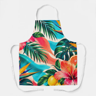 Tropical Hibiscus Paradise Botanical Art Apron