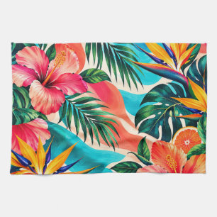 Tropical Hibiscus Paradise Botanical Art Kitchen Towel