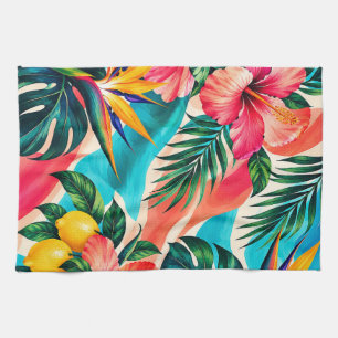 Tropical Hibiscus Paradise Botanical Art Kitchen Towel