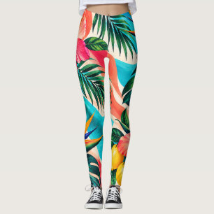 Tropical Hibiscus Paradise Botanical Art Leggings