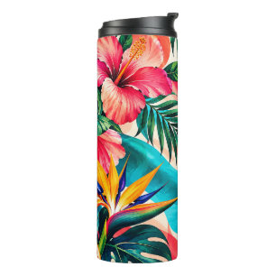 Tropical Hibiscus Paradise Botanical Art Thermal Tumbler