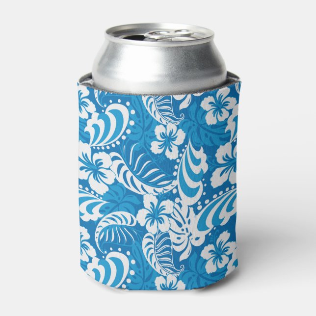 Tropical Hibiscus Pattern Can Cooler (Can Front)