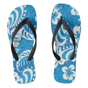 Tropical Hibiscus Pattern Flip Flops