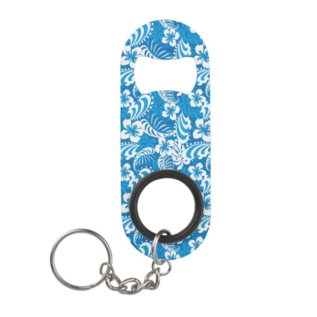 Tropical Hibiscus Pattern Keychain Bottle Opener (Front)