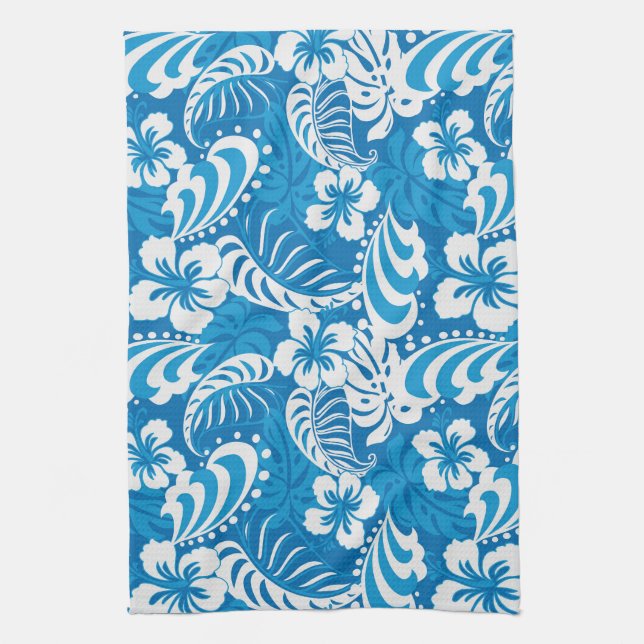 Tropical Hibiscus Pattern Kitchen Towel (Vertical)