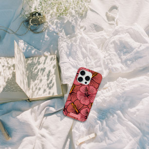 Tropical hibiscus pattern personalized iPhone case