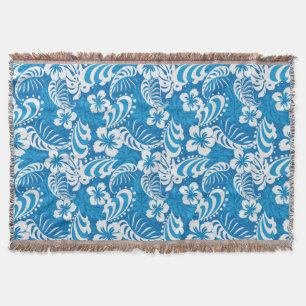 Tropical Hibiscus Pattern Throw Blanket