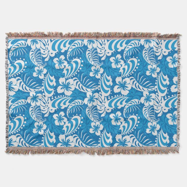 Tropical Hibiscus Pattern Throw Blanket (Front)