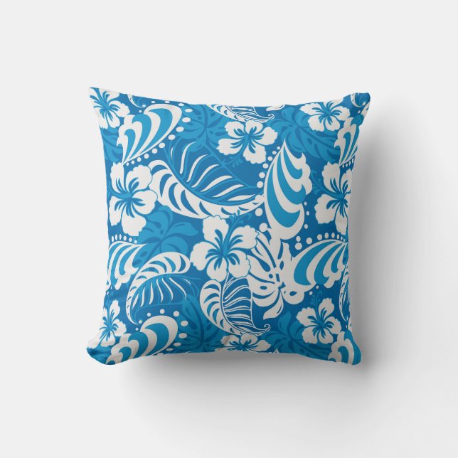 Tropical Hibiscus Pattern Throw Pillow (Front)
